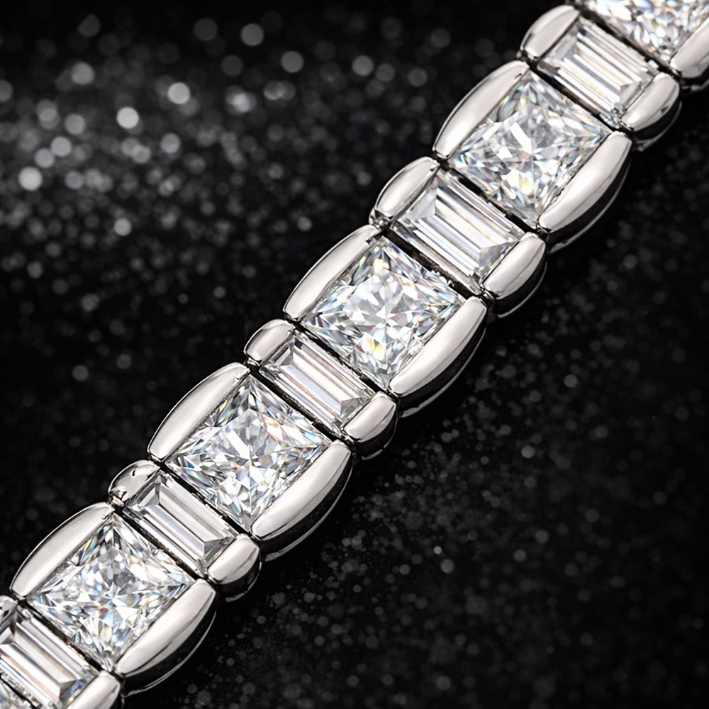 Victoria Wieck Vintage Princess Emerald Cut CZ tennis line bracelet Silver HSN